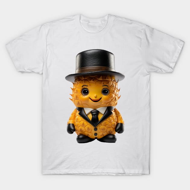 Cute Kawaii Office Pineapple with Top Hat T-Shirt by Cuteopia Gallery